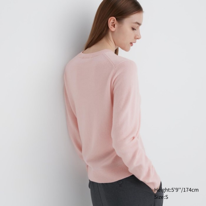 Uniqlo Cashmere Crew Neck Long-sleeve Tröjor Dam Rosa | 1959608