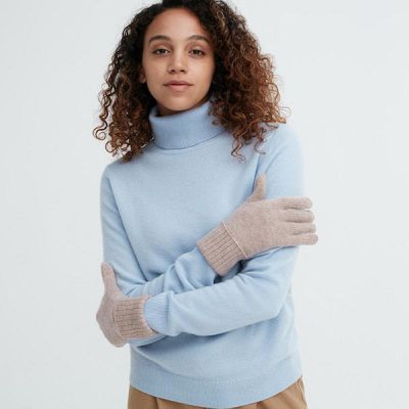 Uniqlo Cashmere Knitted Handskar Dam Beige | 7164933