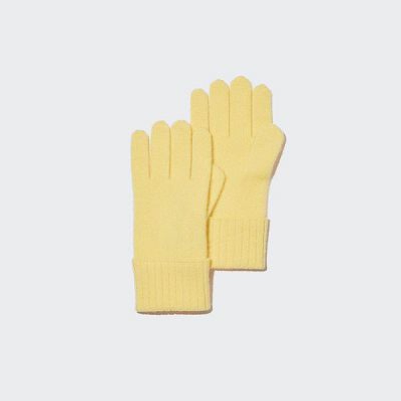Uniqlo Cashmere Knitted Handskar Dam Gula | 5167624