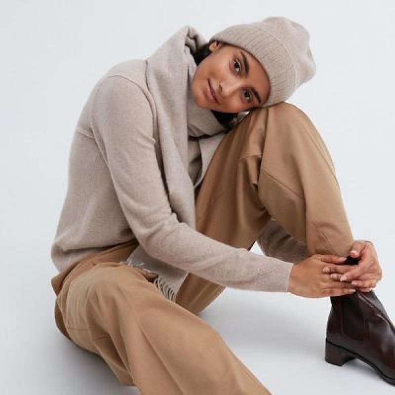 Uniqlo Cashmere Knitted Mössa Dam Beige | 1142676