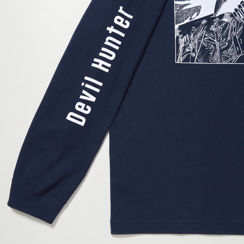 Uniqlo Chainsaw Man × Kosuke Kawamura Ut Long-sleeve Graphic T-shirt Herr Marinblå | 2502941