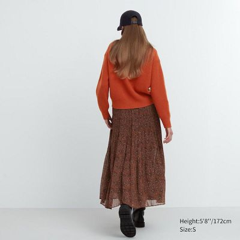Uniqlo Chiffon Pleated Kjolar Dam Bruna | 5816276