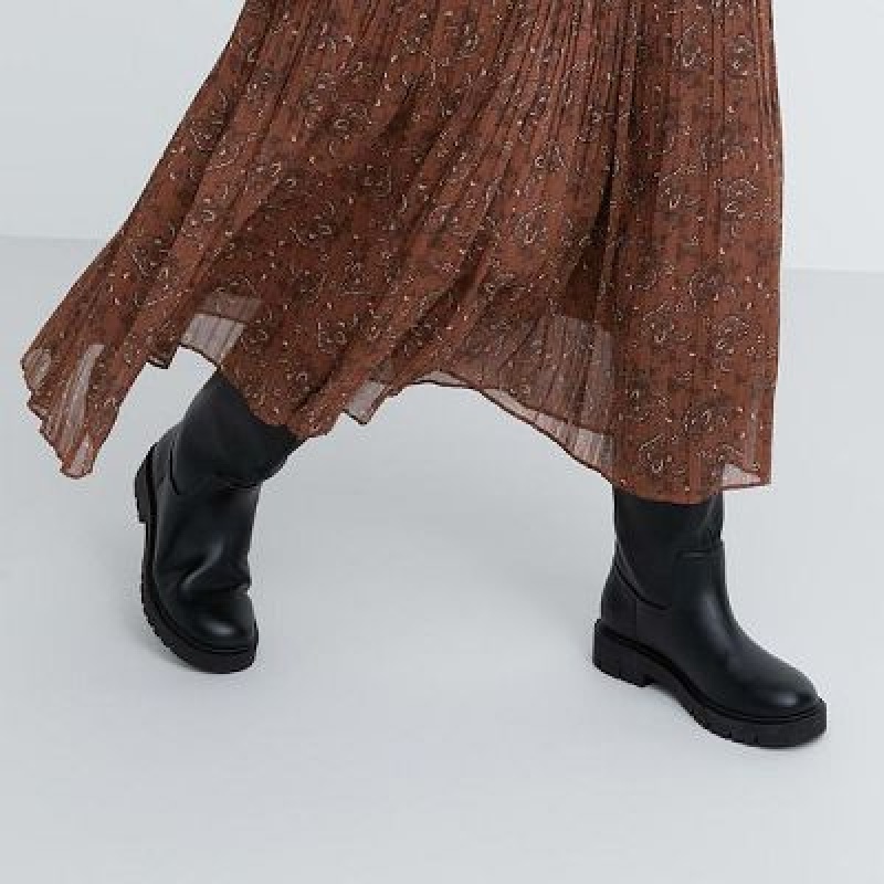 Uniqlo Chiffon Pleated Kjolar Dam Bruna | 5816276