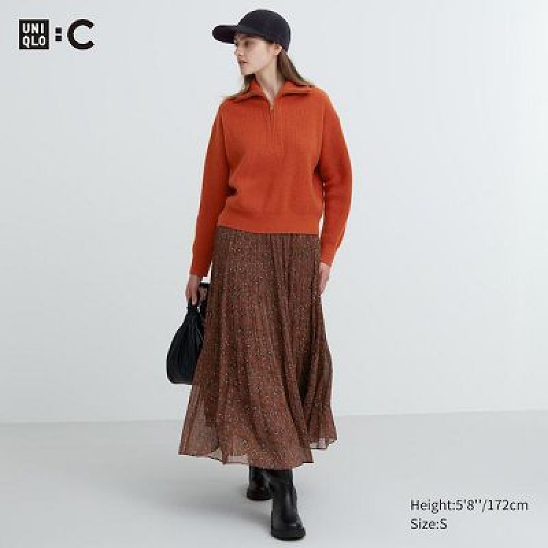 Uniqlo Chiffon Pleated Kjolar Dam Bruna | 5816276