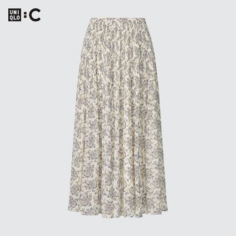 Uniqlo Chiffon Pleated Kjolar Dam Vita | 6148755