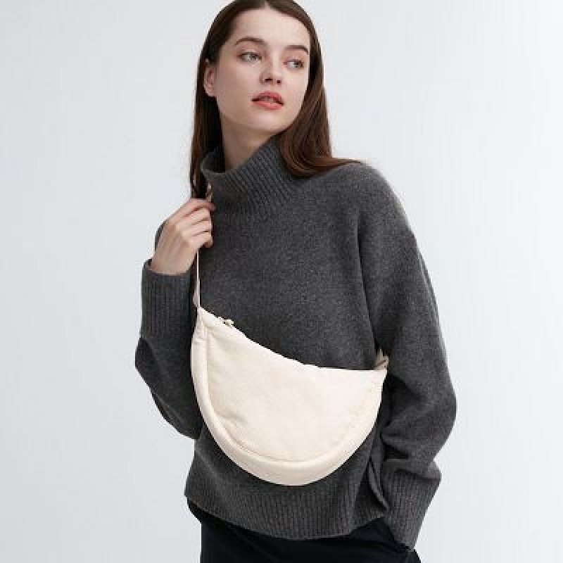 Uniqlo Corduroy Round Mini Crossbody Väska Dam Vita | 9247301
