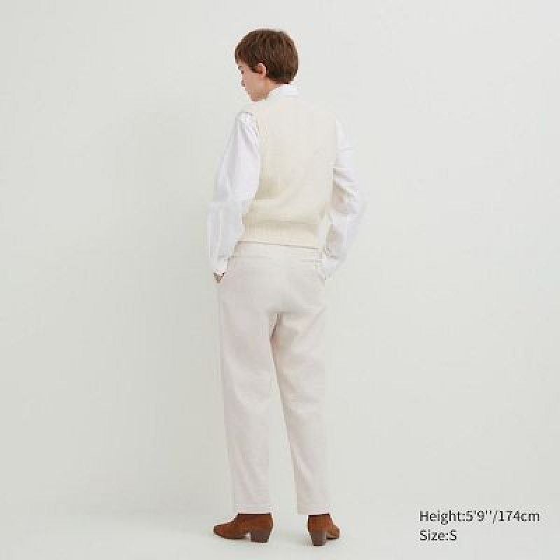 Uniqlo Corduroy Tapered Ankle Byxor Dam Vita | 5752271