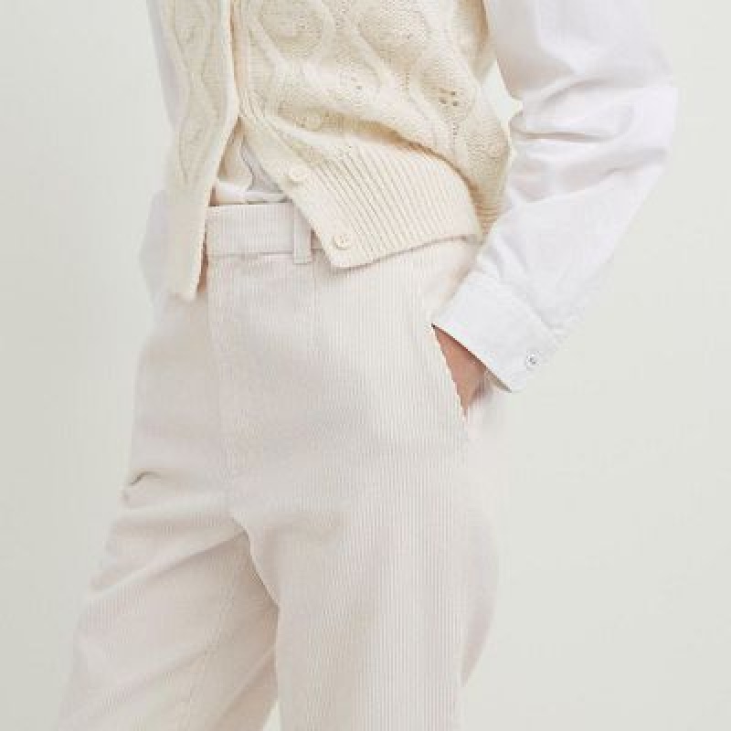 Uniqlo Corduroy Tapered Ankle Byxor Dam Vita | 5752271