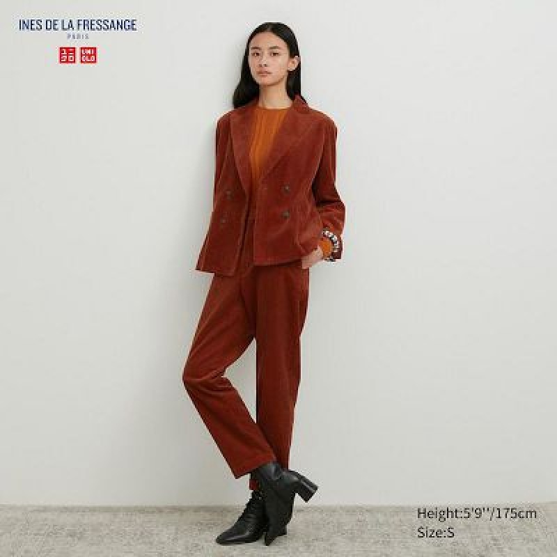 Uniqlo Corduroy Tapered Ankle Byxor Dam Bruna | 5942744