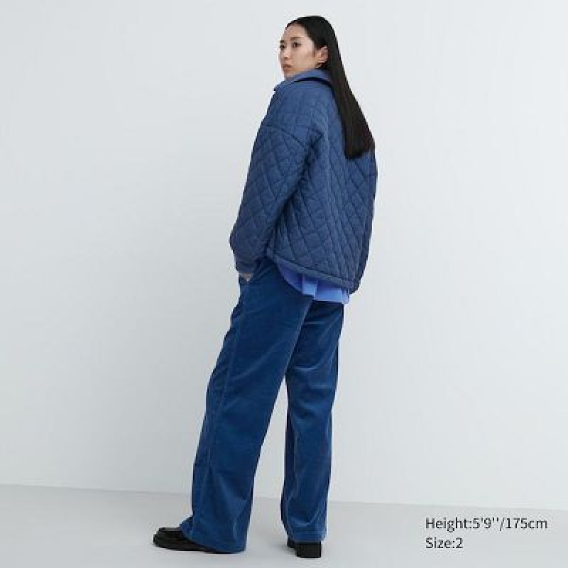 Uniqlo Corduroy Wide Byxor Dam Blå | 8081317