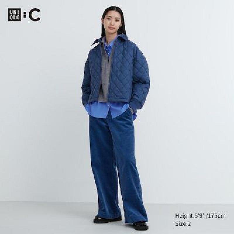 Uniqlo Corduroy Wide Byxor Dam Blå | 8081317