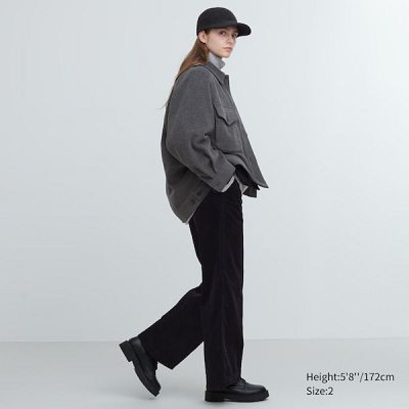 Uniqlo Corduroy Wide Byxor Dam Svarta | 1873523