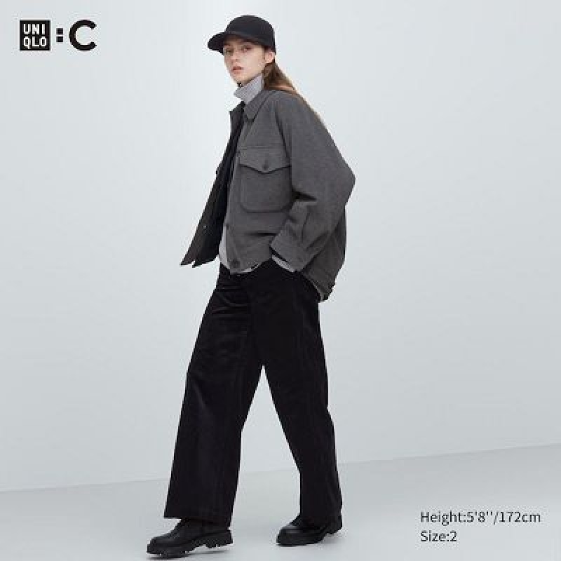 Uniqlo Corduroy Wide Byxor Dam Svarta | 1873523