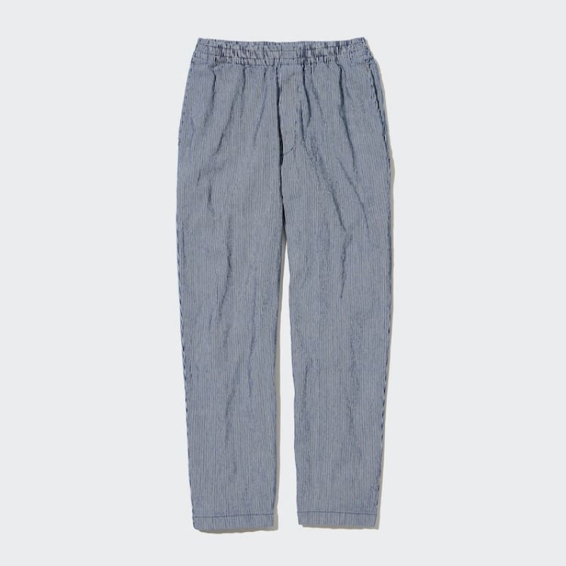 Uniqlo Cotton Hickory Relaxed Fit Ankle Length Byxor Herr Blå | 7573634