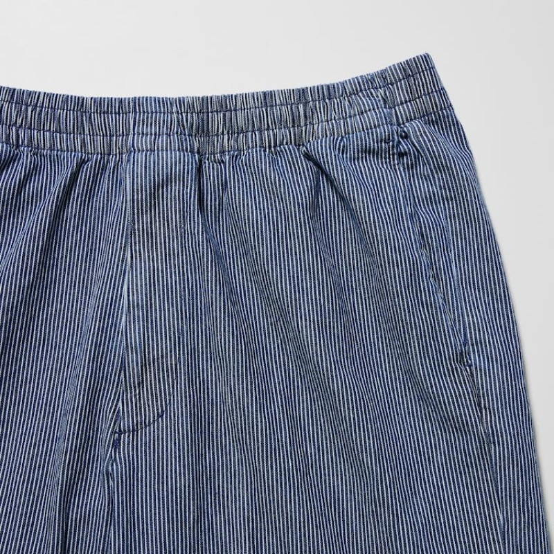 Uniqlo Cotton Hickory Relaxed Fit Ankle Length Byxor Herr Blå | 7573634