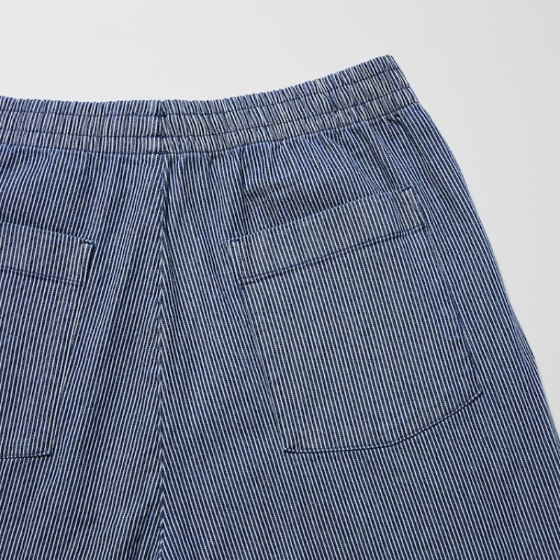 Uniqlo Cotton Hickory Relaxed Fit Ankle Length Byxor Herr Blå | 7573634