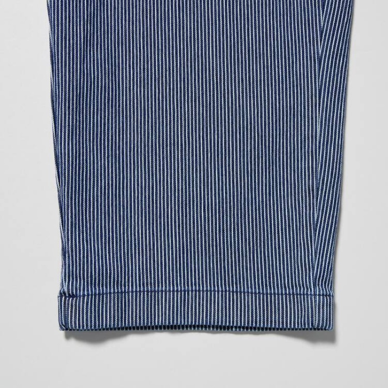 Uniqlo Cotton Hickory Relaxed Fit Ankle Length Byxor Herr Blå | 7573634