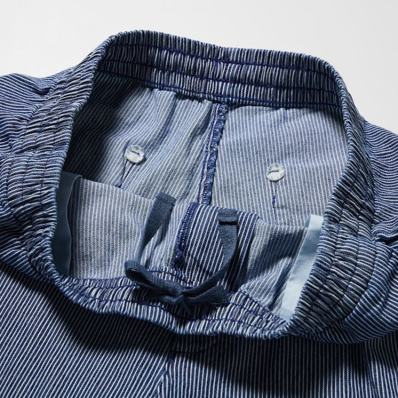Uniqlo Cotton Hickory Relaxed Fit Ankle Length Byxor Herr Blå | 7573634