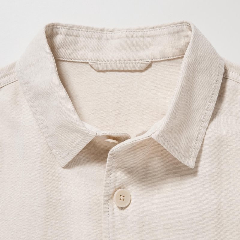Uniqlo Cotton Linen Over Shirt Jackor Herr Beige | 3918569