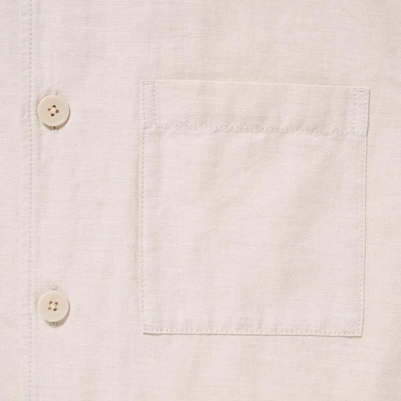 Uniqlo Cotton Linen Over Shirt Jackor Herr Beige | 3918569