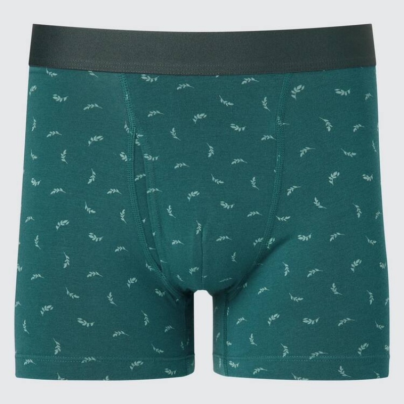 Uniqlo Cotton Printed Boxer Underkläder Herr Gröna | 639725