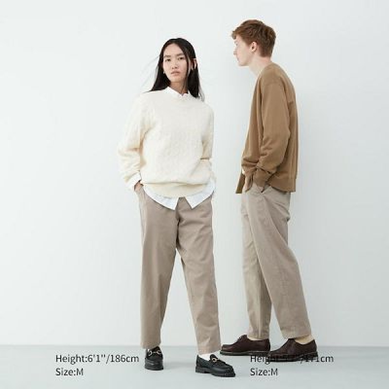 Uniqlo Cotton Relaxed Ankle Byxor Dam Beige | 7017836