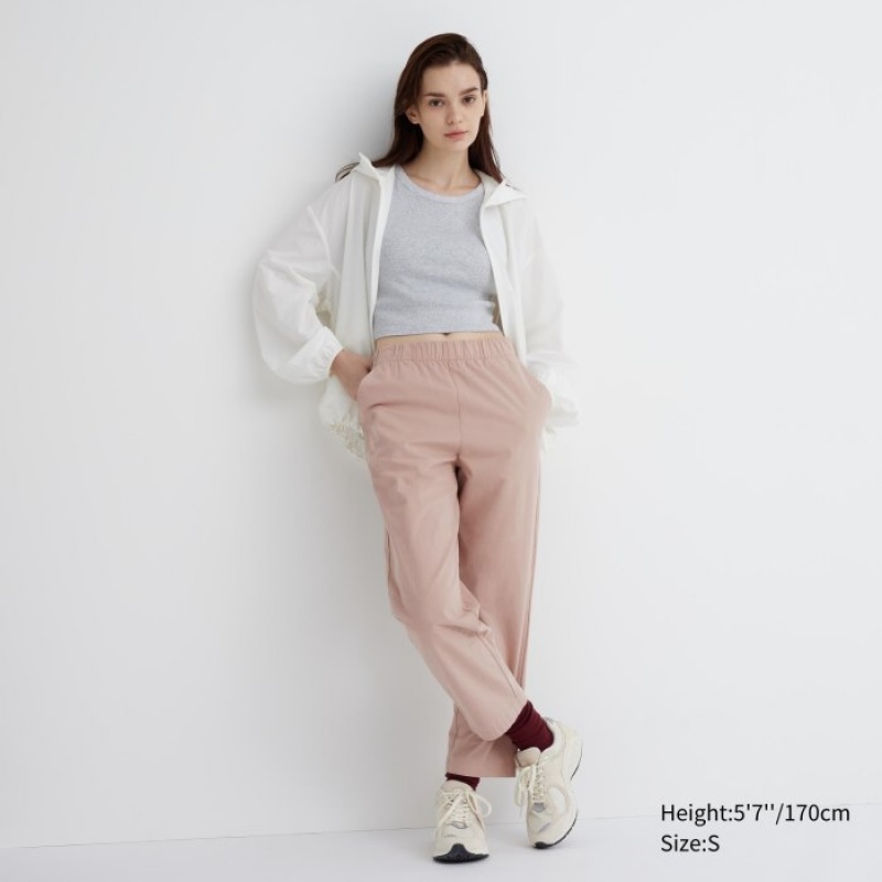 Uniqlo Cotton Relaxed Ankle Lounge Byxor Dam Rosa | 7107350
