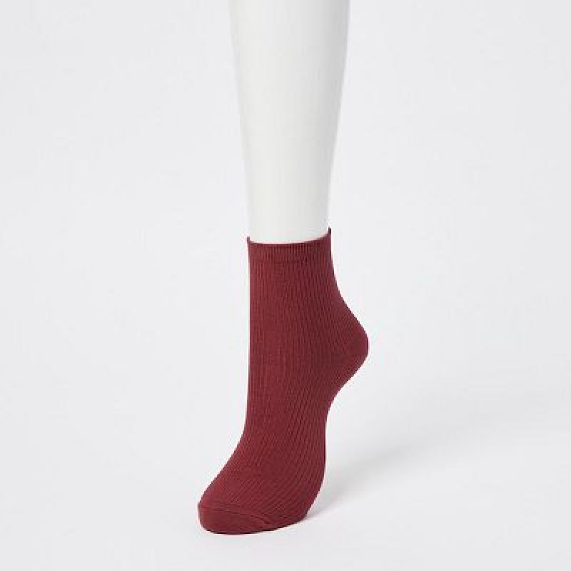 Uniqlo Crew Ribbed (3 Pairs) Strumpor Dam Röda | 4140276