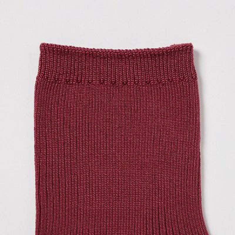 Uniqlo Crew Ribbed (3 Pairs) Strumpor Dam Röda | 4140276