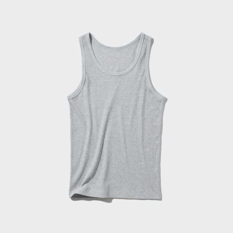 Uniqlo Dry Color Ribbed Linne Dam Grå | 869481