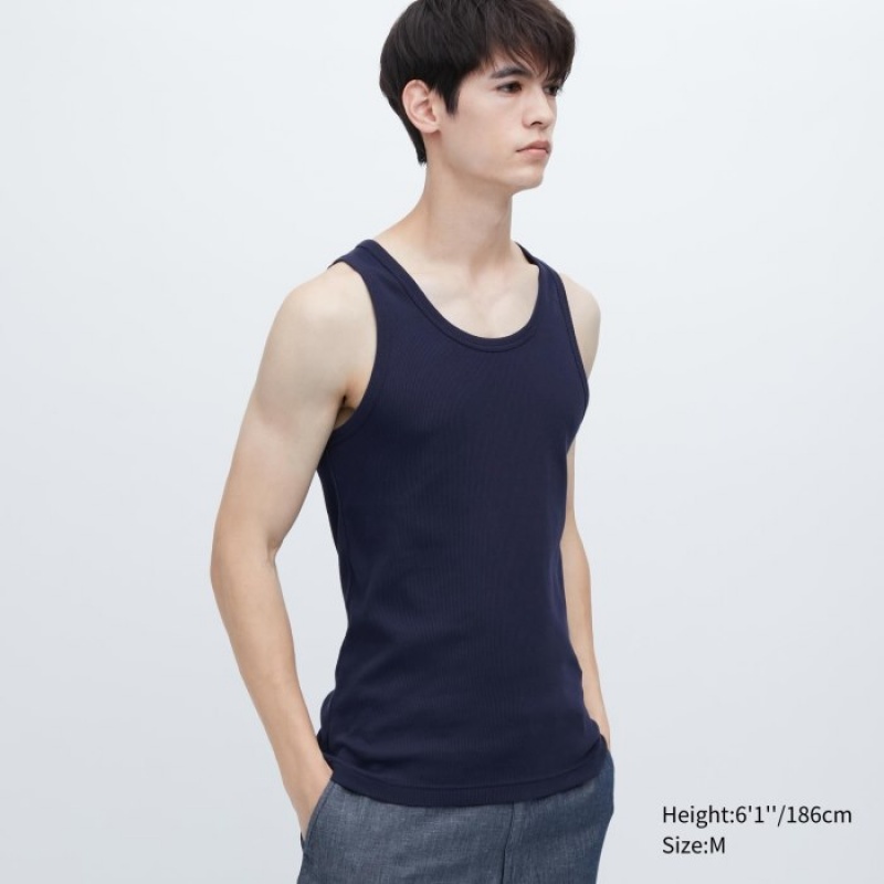 Uniqlo Dry Color Ribbed Linne Dam Marinblå | 8087265