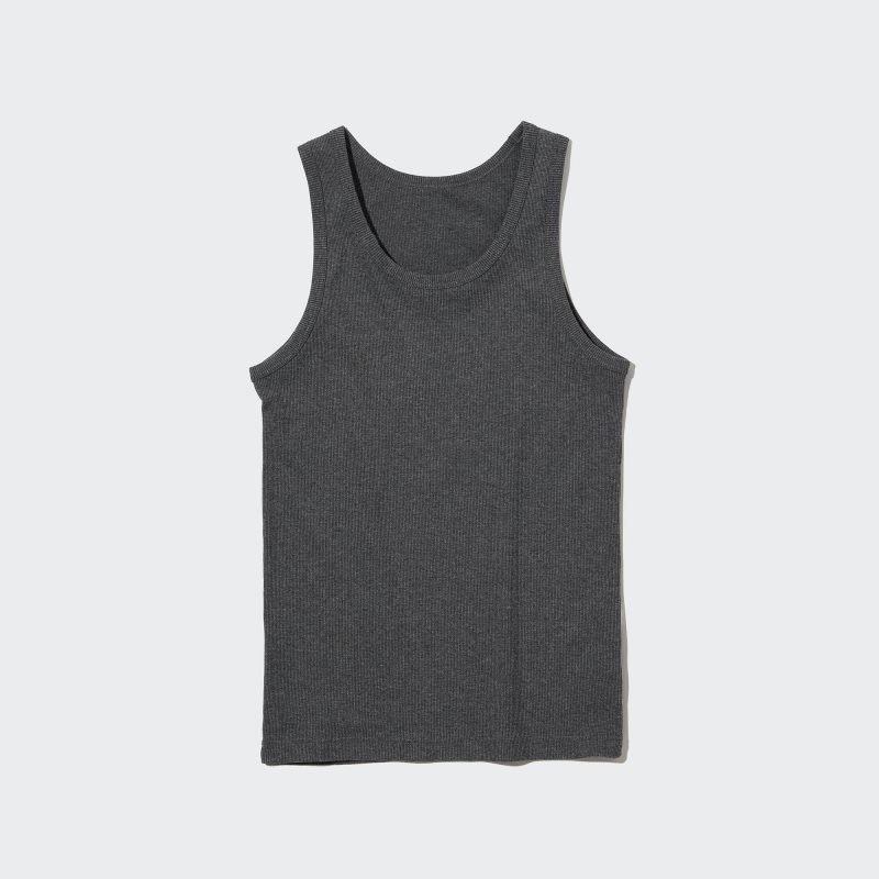 Uniqlo Dry Color Ribbed Linne Herr Grå | 1937140