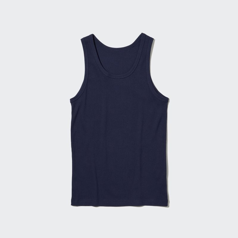 Uniqlo Dry Color Ribbed Linne Herr Marinblå | 7519292