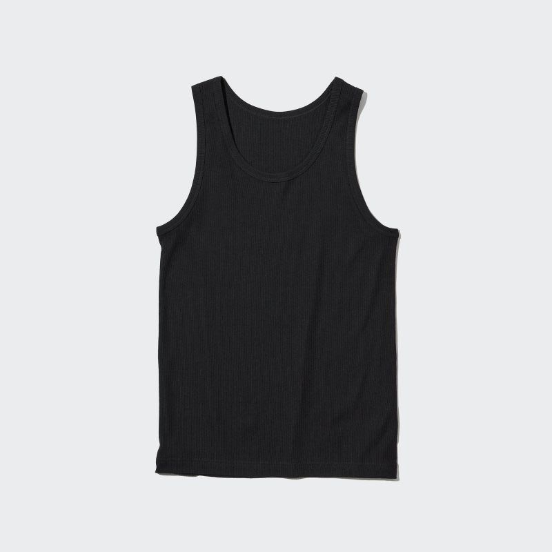 Uniqlo Dry Color Ribbed Linne Herr Svarta | 2676450