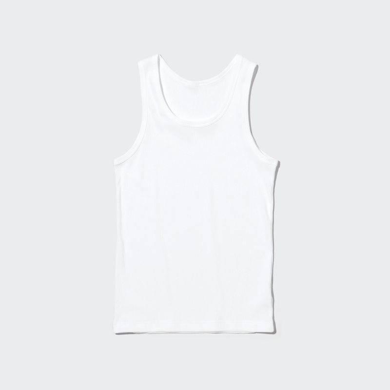 Uniqlo Dry Color Ribbed Linne Herr Vita | 9873454