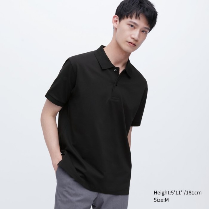 Uniqlo Dry Pique Piketröja Dam Svarta | 5475510