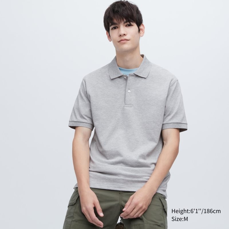 Uniqlo Dry Pique Short-sleeve Piketröja Herr Grå | 9334140