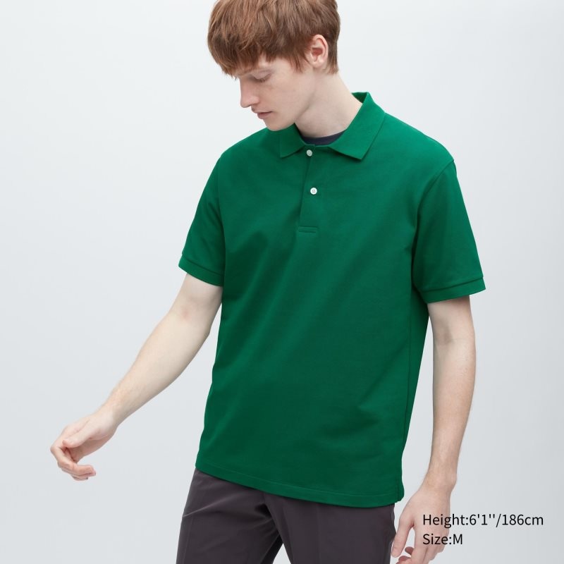 Uniqlo Dry Pique Short-sleeve Piketröja Herr Gröna | 5108542