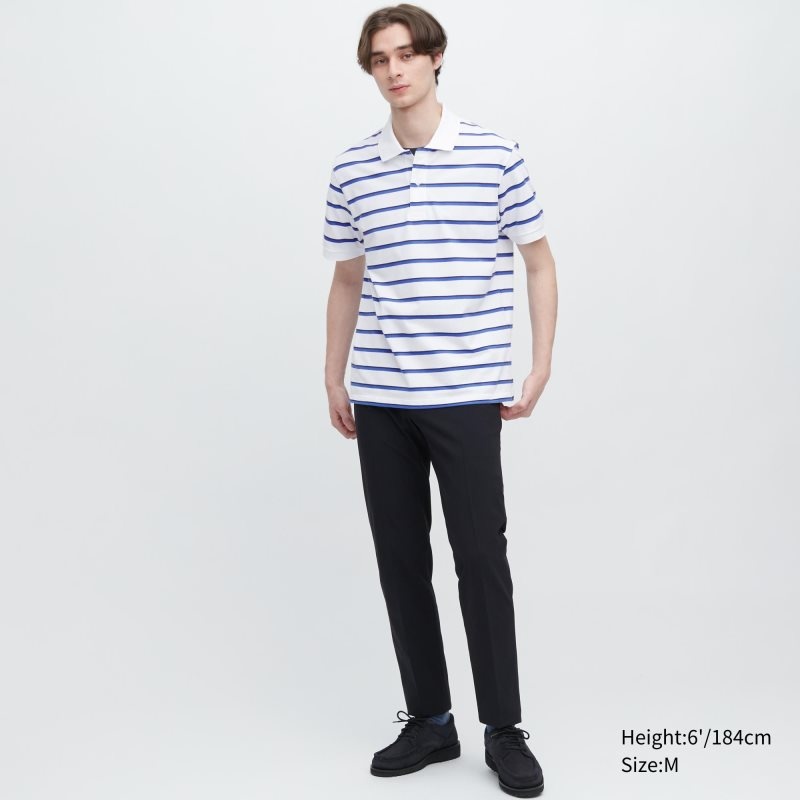 Uniqlo Dry Pique Striped Short-sleeve Piketröja Herr Vita | 2266304