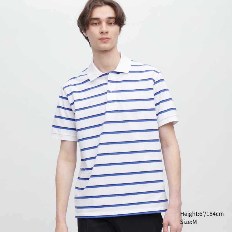Uniqlo Dry Pique Striped Short-sleeve Piketröja Herr Vita | 2266304