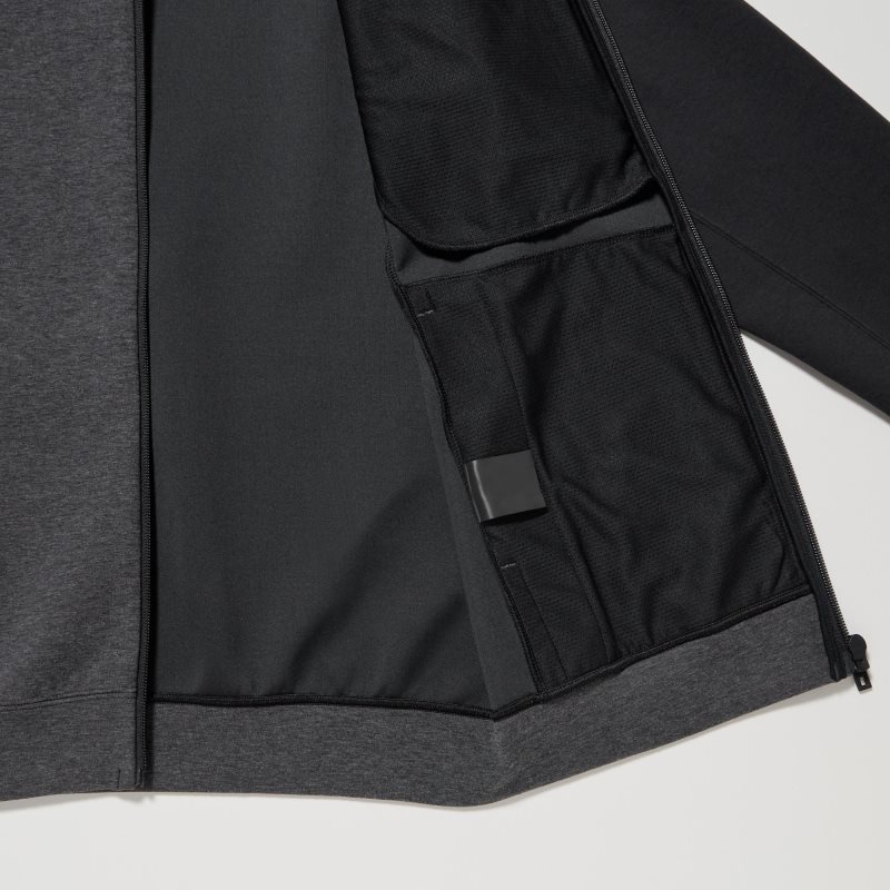 Uniqlo Dry Stretch Sweat Full-zip Color Block Hoodie Herr Grå | 4810612