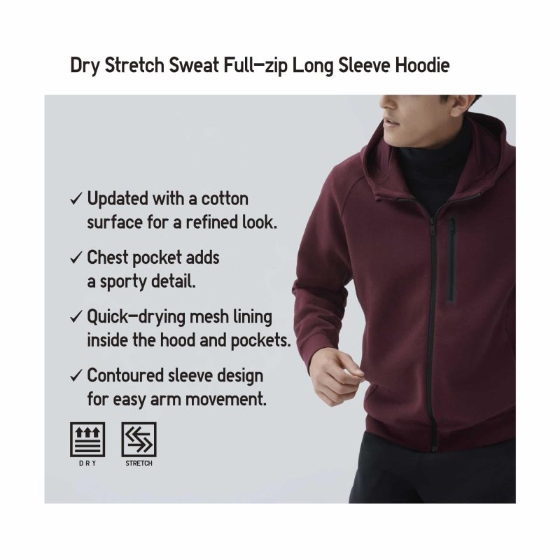 Uniqlo Dry Stretch Sweat Full-zip Color Block Hoodie Herr Grå | 4810612