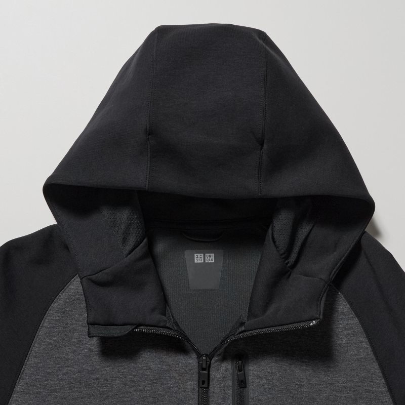 Uniqlo Dry Stretch Sweat Full-zip Color Block Hoodie Herr Grå | 4810612