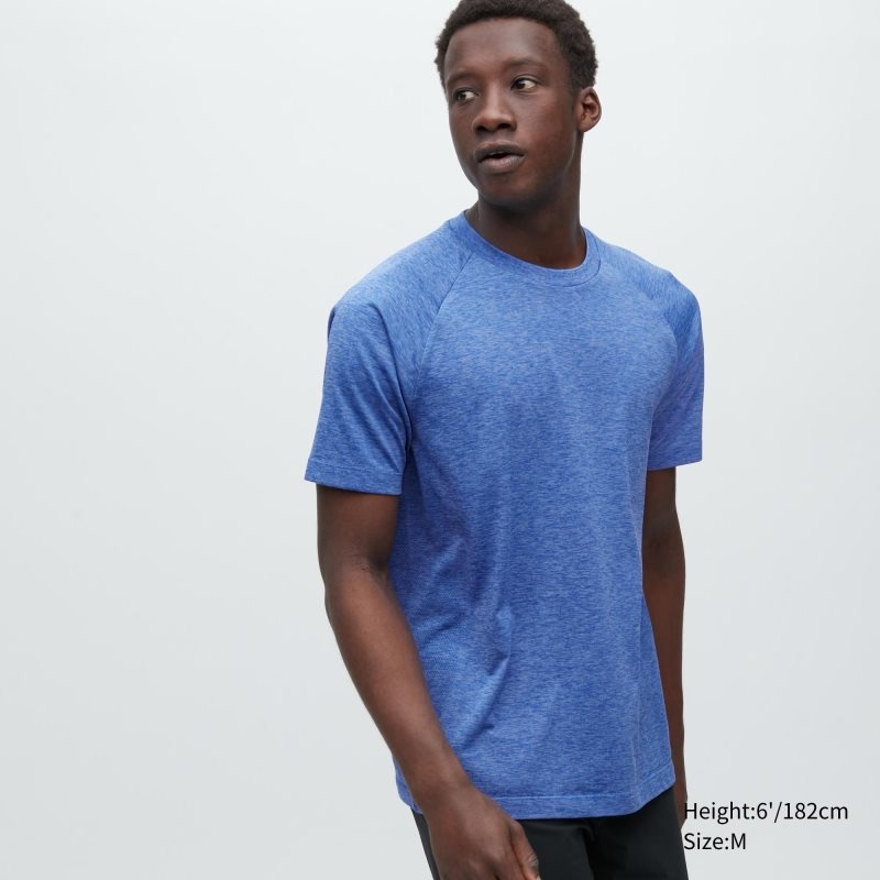 Uniqlo Dry-ex Crew Neck Short-sleeve T-shirt Herr Blå | 5264402