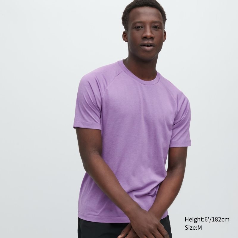 Uniqlo Dry-ex Crew Neck Short-sleeve T-shirt Herr Lila | 6297190