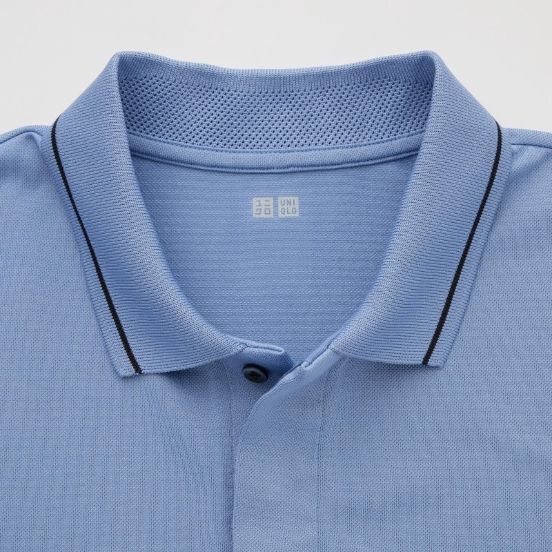 Uniqlo Dry-ex Short-sleeve Striped Collar Adam Scott Piketröja Herr Blå | 4819013