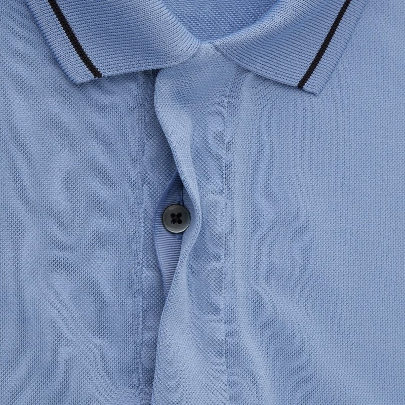 Uniqlo Dry-ex Short-sleeve Striped Collar Adam Scott Piketröja Herr Blå | 4819013