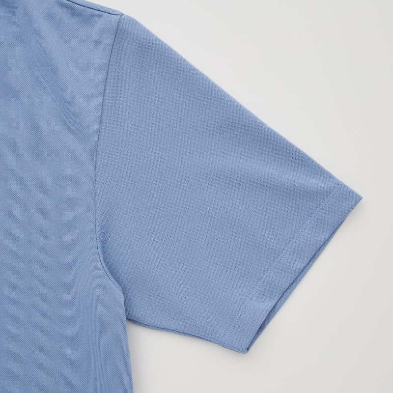 Uniqlo Dry-ex Short-sleeve Striped Collar Adam Scott Piketröja Herr Blå | 4819013