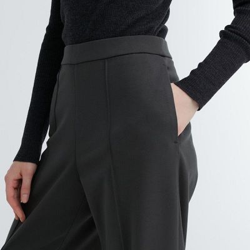 Uniqlo Easy Wide Straight Byxor Dam Svarta | 8659372
