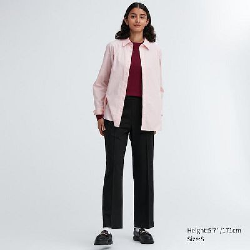 Uniqlo Easy Wide Straight Byxor Dam Svarta | 8659372